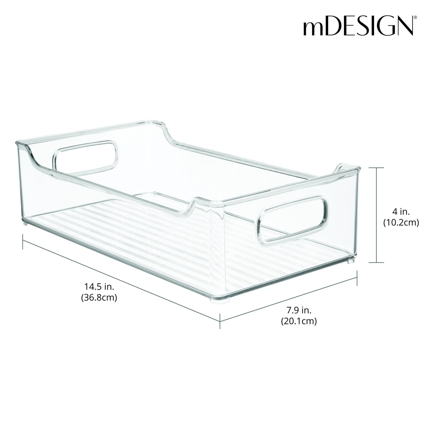 Stackable Kitchen Bin with Handles 14.5 x 8 x 4 Stackable Kitchen Bin With Handles 14.5 X 8 X 4 -mDesign 04084MDK Dimensions scaled