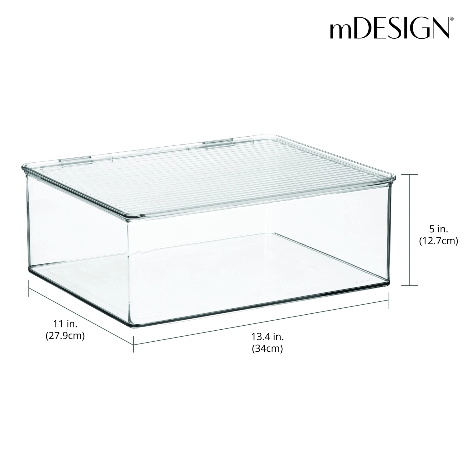 Hinged-Lid Kitchen Storage Box 11 x 13 x 5 Hinged-Lid Kitchen Storage Box 11 X 13 X 5 -mDesign 08817MDBST Dimensions scaled