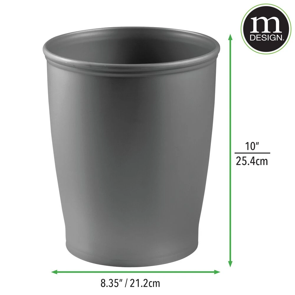 Round 6-Liter Bathroom Trash Can Round 6-Liter Bathroom Trash Can -mDesign 1000 BLOGSquare JPG 04996MDBST Dimensions
