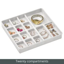 35-Section Stone Gray Stackable Jewelry Organizer 3 35-Section Stone Gray Stackable Jewelry Organizer -mDesign 1000 BLOGSquare JPG 09888MDCO Detail 1