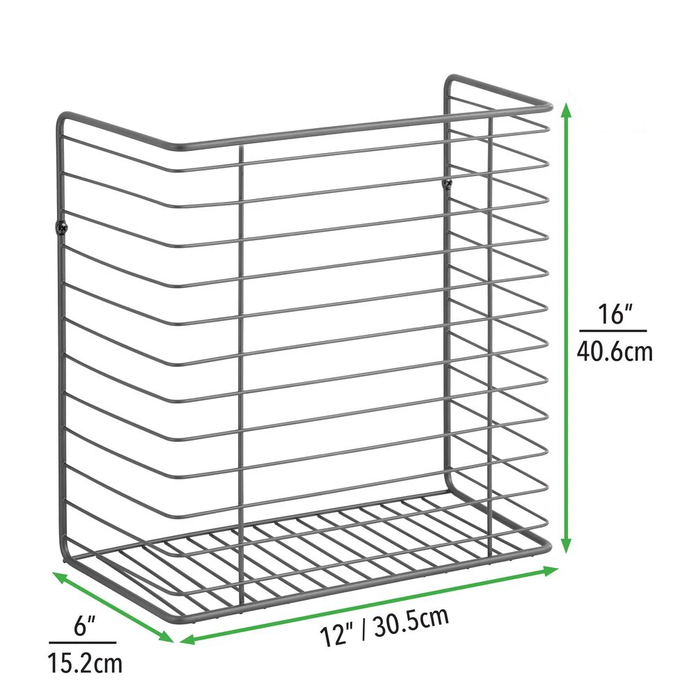 Kitchen Wall Basket 6 x 12 x 16 Kitchen Wall Basket 6 X 12 X 16 -mDesign 1000 BLOGSquare JPG 14588MDK Dimensions