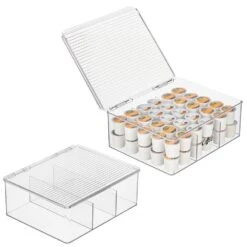 3-Section Stackable Bin With Pantry Labels