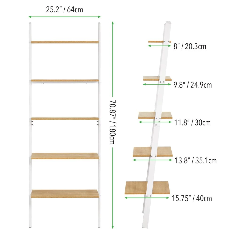 5-Tier Ladder Bookcase 5-Tier Ladder Bookcase -mDesign 1000 BLOGSquare JPG 17161MDHS Dimensions