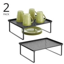 Stackable Kitchen Shelf Riser 4 Stackable Kitchen Shelf Riser -mDesign 1000 BLOGSquare JPG 17628MDK Outline
