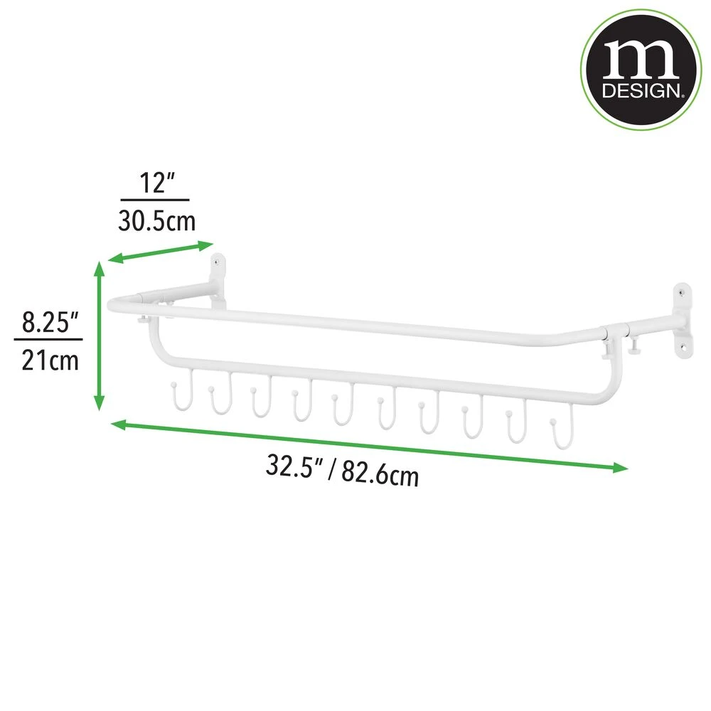 Wall Mount Sports Equipment Rack with Hooks Wall Mount Sports Equipment Rack With Hooks -mDesign 1000 BLOGSquare JPG 18028MDHS Dimensions