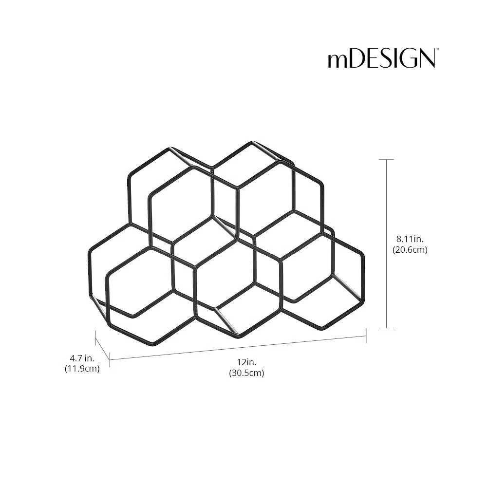 5-Bottle Honeycomb Wine Rack 5-Bottle Honeycomb Wine Rack -mDesign 1000 BLOGSquare JPG 19342MDK Dimensions