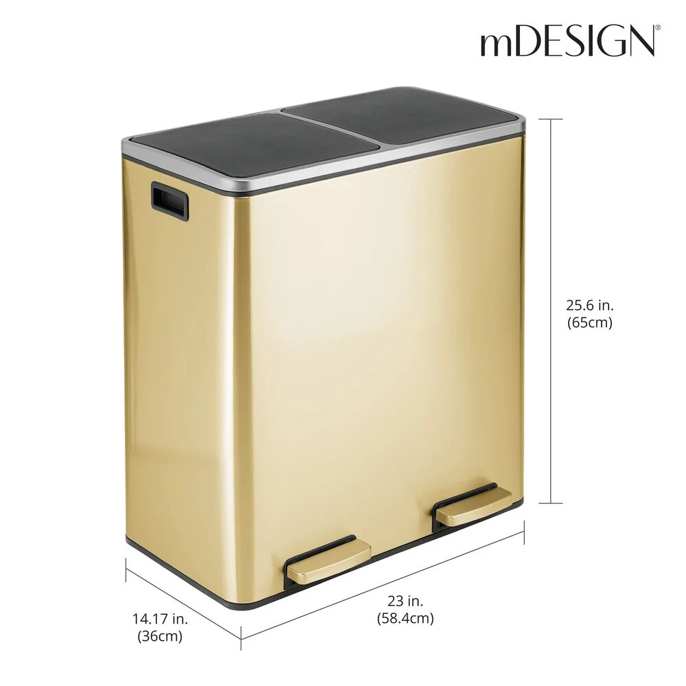 60-Liter Dual Compartment Step Trash Can 60-Liter Dual Compartment Step Trash Can -mDesign 1000 BLOGSquare JPG 20642MDK Dimensions