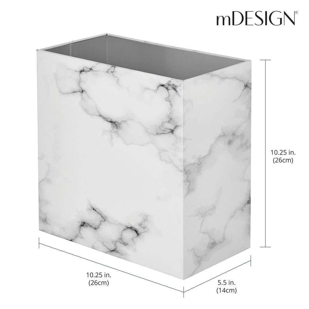 9-Liter Marble Bathroom Trash Can 9-Liter Marble Bathroom Trash Can -mDesign 1000 BLOGSquare JPG 21013MDBST Dimensions