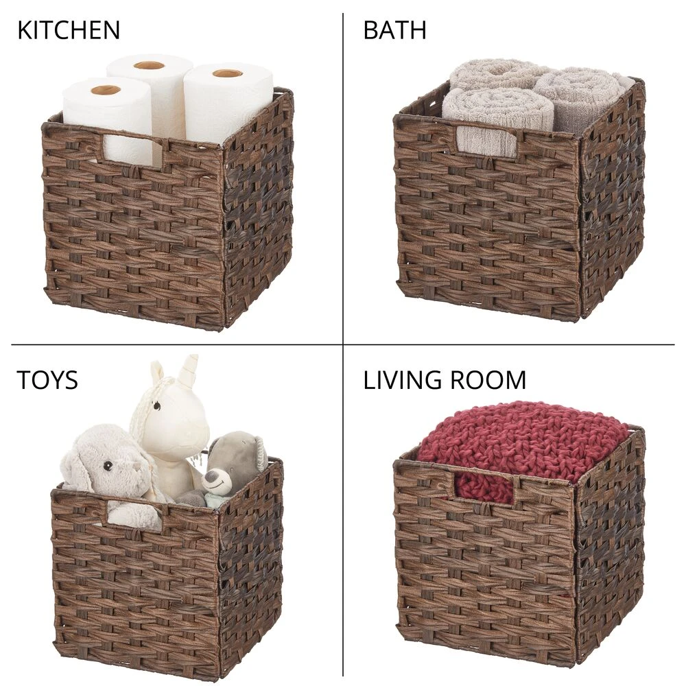 Woven Plastic Cube Basket 10.5 x 10.5 x 10.5 Woven Plastic Cube Basket 10.5 X 10.5 X 10.5 -mDesign 1000 BLOGSquare JPG 21409MDK Detail