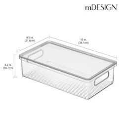 Stackable Kitchen Box With Lid And Handles 15 X 8.5 X 4 3 Stackable Kitchen Box With Lid And Handles 15 X 8.5 X 4 -mDesign 1000 BLOGSquare JPG 21563MDBST Dimensions