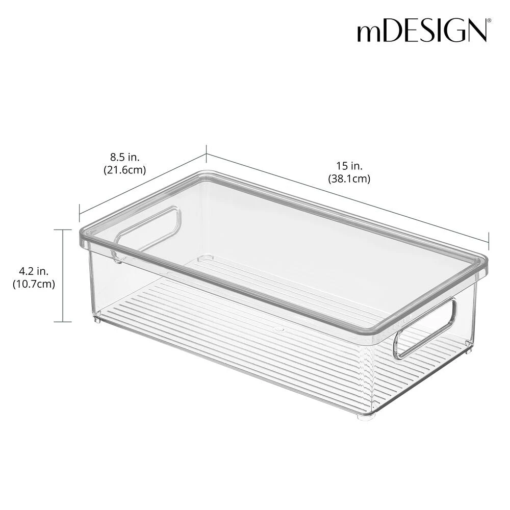 Stackable Kitchen Box with Lid and Handles 15 x 8.5 x 4 Stackable Kitchen Box With Lid And Handles 15 X 8.5 X 4 -mDesign 1000 BLOGSquare JPG 21563MDBST Dimensions