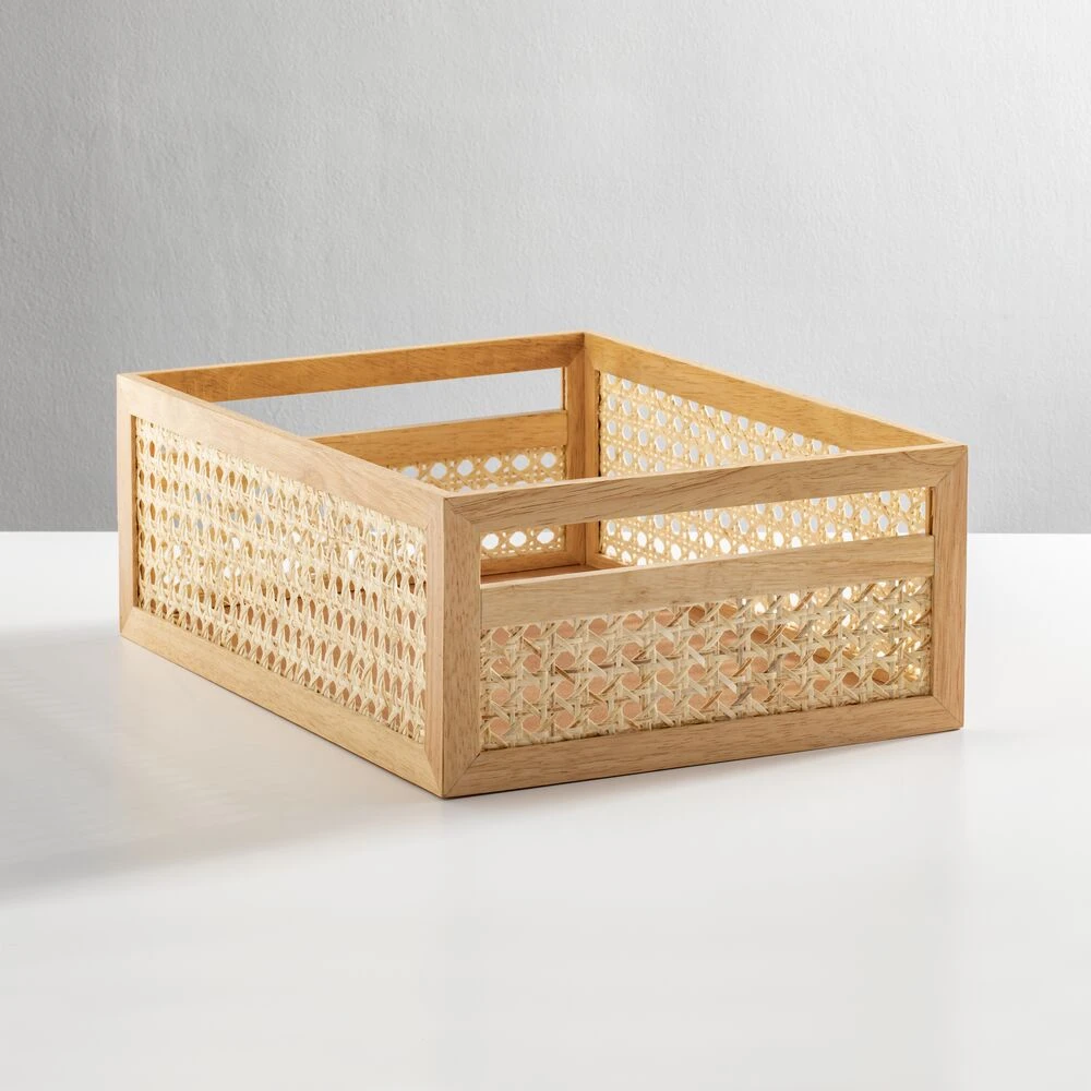 Natural Cane Bin with Handles 16 x 12 x 6 Natural Cane Bin With Handles 16 X 12 X 6 -mDesign 1000 BLOGSquare JPG 23543MDK SellShot