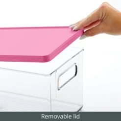 Stackable Bath Box With Lid And Handles 15 X 8.5 X 6 4 Stackable Bath Box With Lid And Handles 15 X 8.5 X 6 -mDesign 1000 BLOGSquare JPG 24040MDBST Detail