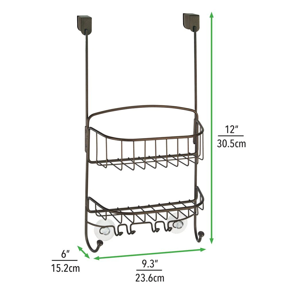 Over-the-Door Shower Caddy with 4 Hooks Over-the-Door Shower Caddy With 4 Hooks -mDesign 1000 BLOGSquare JPG 8400MDBST Dimensions