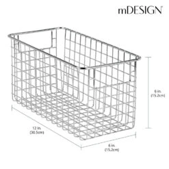 Multi-Purpose Wire Basket With Handles 12 X 6 X 6 3 Multi-Purpose Wire Basket With Handles 12 X 6 X 6 -mDesign 1000 Square JPG 00267MDK Dimensions