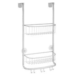 Over-the-Door Shower Caddy With 6 Hooks 2 Over-the-Door Shower Caddy With 6 Hooks -mDesign 1000 Square JPG 02212MDBST Outline 2