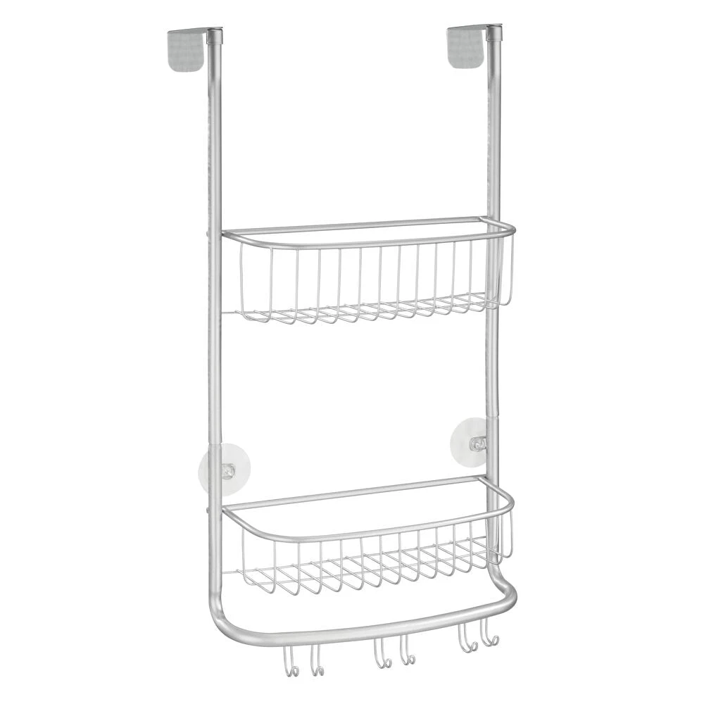 Over-the-Door Shower Caddy with 6 Hooks Over-the-Door Shower Caddy With 6 Hooks -mDesign 1000 Square JPG 02212MDBST Outline 2