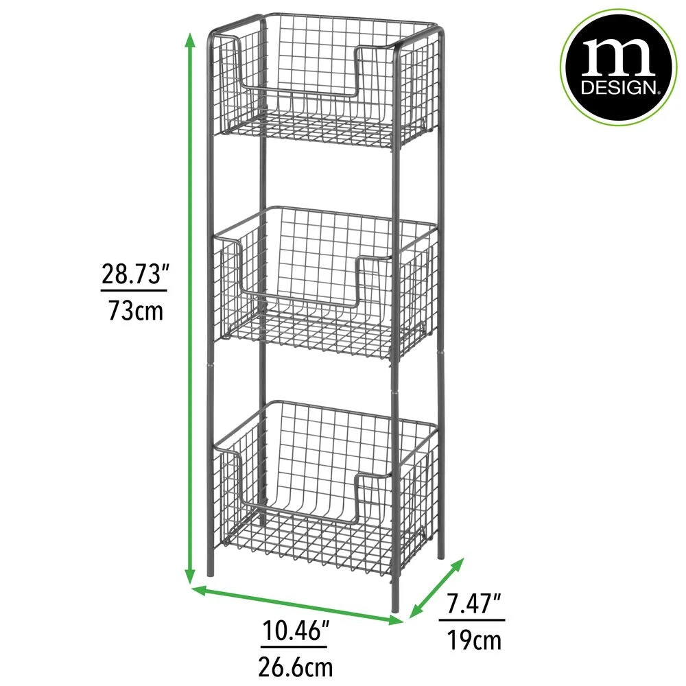 3-Tier Wire Basket Stand 3-Tier Wire Basket Stand -mDesign 1000 Square JPG 02705MDBST Dimensions