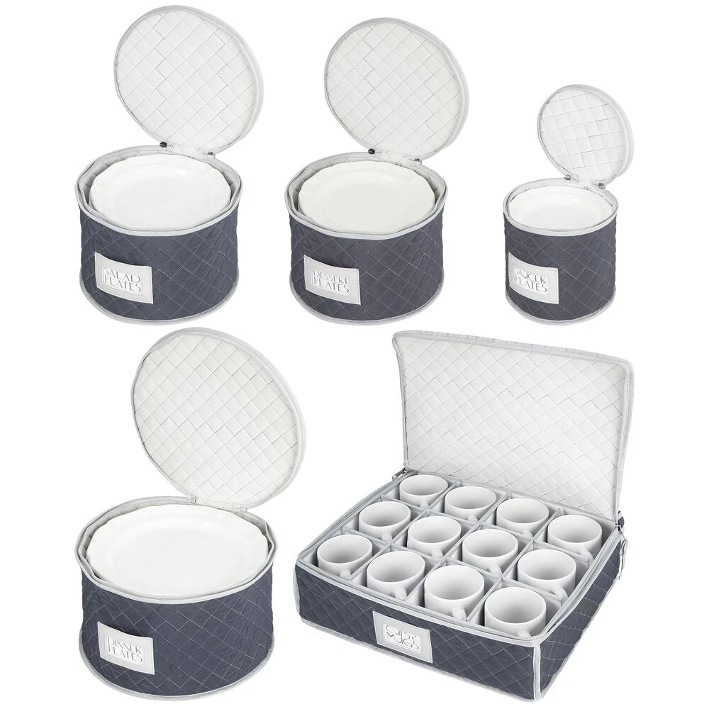 5-Piece Quilted Dinnerware Storage Set with Label Holder 5-Piece Quilted Dinnerware Storage Set With Label Holder -mDesign 1000 Square JPG 03388MDK.PT03