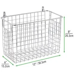 Wire Wall Baskets 6 X 12 X 8 3 Wire Wall Baskets 6 X 12 X 8 -mDesign 1000 Square JPG 03481MDHS Dimensions