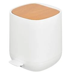 5-Liter Step Trash Can With Bamboo Lid