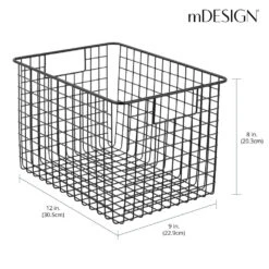 Wire Pantry Basket With Handles 12 X 9 X 8 6 Wire Pantry Basket With Handles 12 X 9 X 8 -mDesign 1000 Square JPG 06186MDK Dimensions