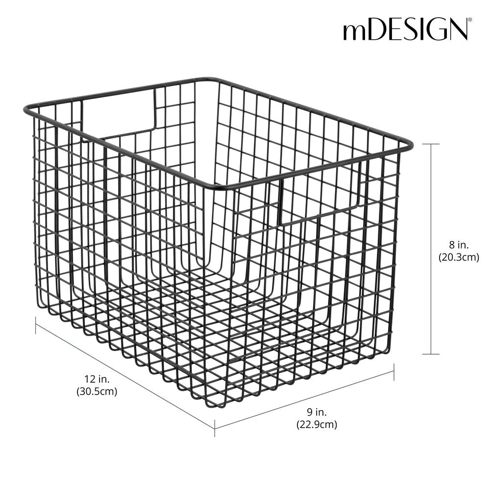 Wire Pantry Basket with Handles 12 x 9 x 8 Wire Pantry Basket With Handles 12 X 9 X 8 -mDesign 1000 Square JPG 06186MDK Dimensions