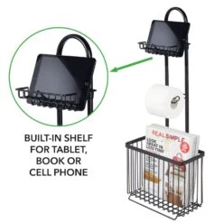 Toilet Paper Holder Stand With Shelf + Magazine Rack 4 Toilet Paper Holder Stand With Shelf + Magazine Rack -mDesign 1000 Square JPG 06688MDBST Detail