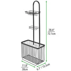 Toilet Paper Holder Stand With Shelf + Magazine Rack 3 Toilet Paper Holder Stand With Shelf + Magazine Rack -mDesign 1000 Square JPG 06688MDBST Dimensions