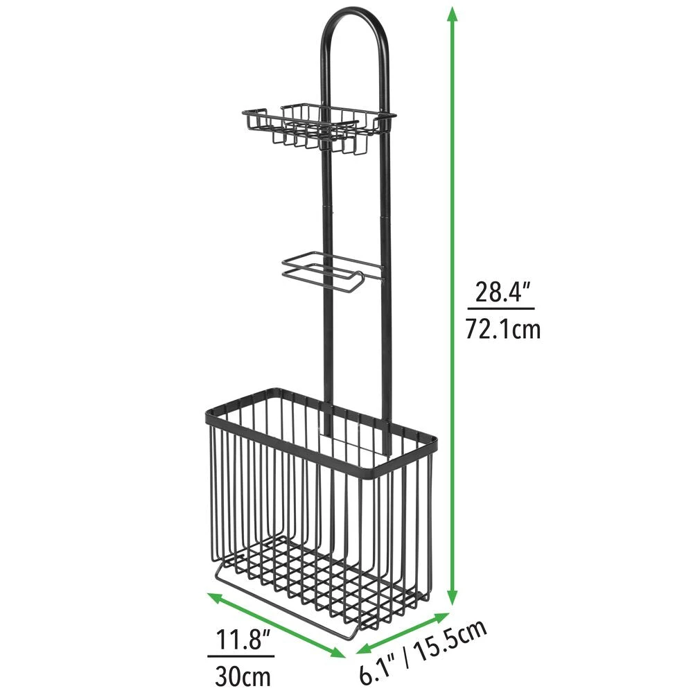Toilet Paper Holder Stand with Shelf + Magazine Rack Toilet Paper Holder Stand With Shelf + Magazine Rack -mDesign 1000 Square JPG 06688MDBST Dimensions