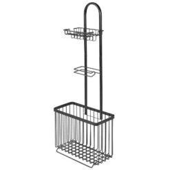 Toilet Paper Holder Stand With Shelf + Magazine Rack