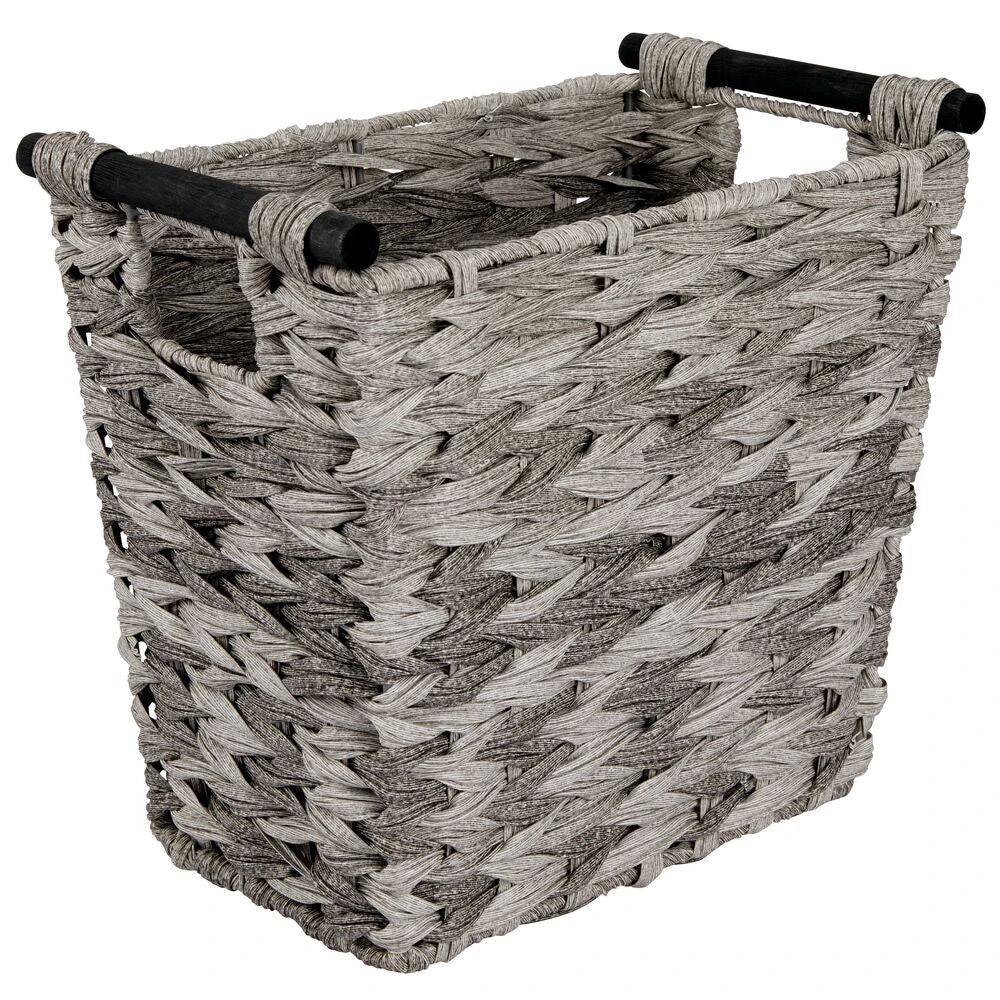 Woven Wastebasket with Wood Handles Woven Wastebasket With Wood Handles -mDesign 1000 Square JPG 06715MDHS.MAIN