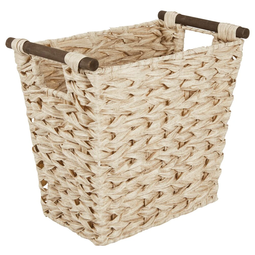 Woven Wastebasket with Wood Handles Woven Wastebasket With Wood Handles -mDesign 1000 Square JPG 06716MDHS.MAIN