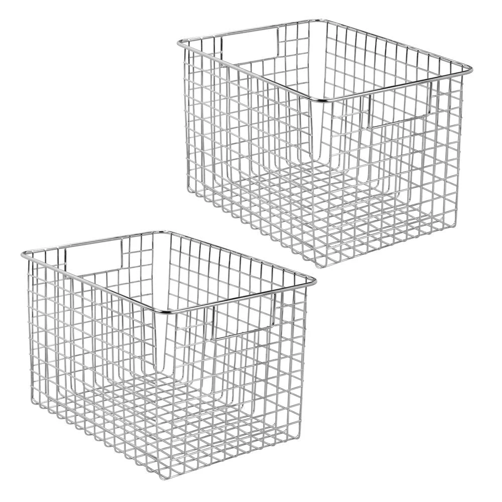 Wire Pantry Basket with Handles 12 x 9 x 8 Wire Pantry Basket With Handles 12 X 9 X 8 -mDesign 1000 Square JPG 07603MDCO.PT02