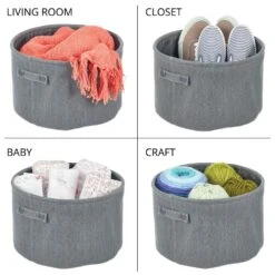 Round Cotton Bin With Handles 12 X 12 X 8 6 Round Cotton Bin With Handles 12 X 12 X 8 -mDesign 1000 Square JPG 08077MDBST Detail