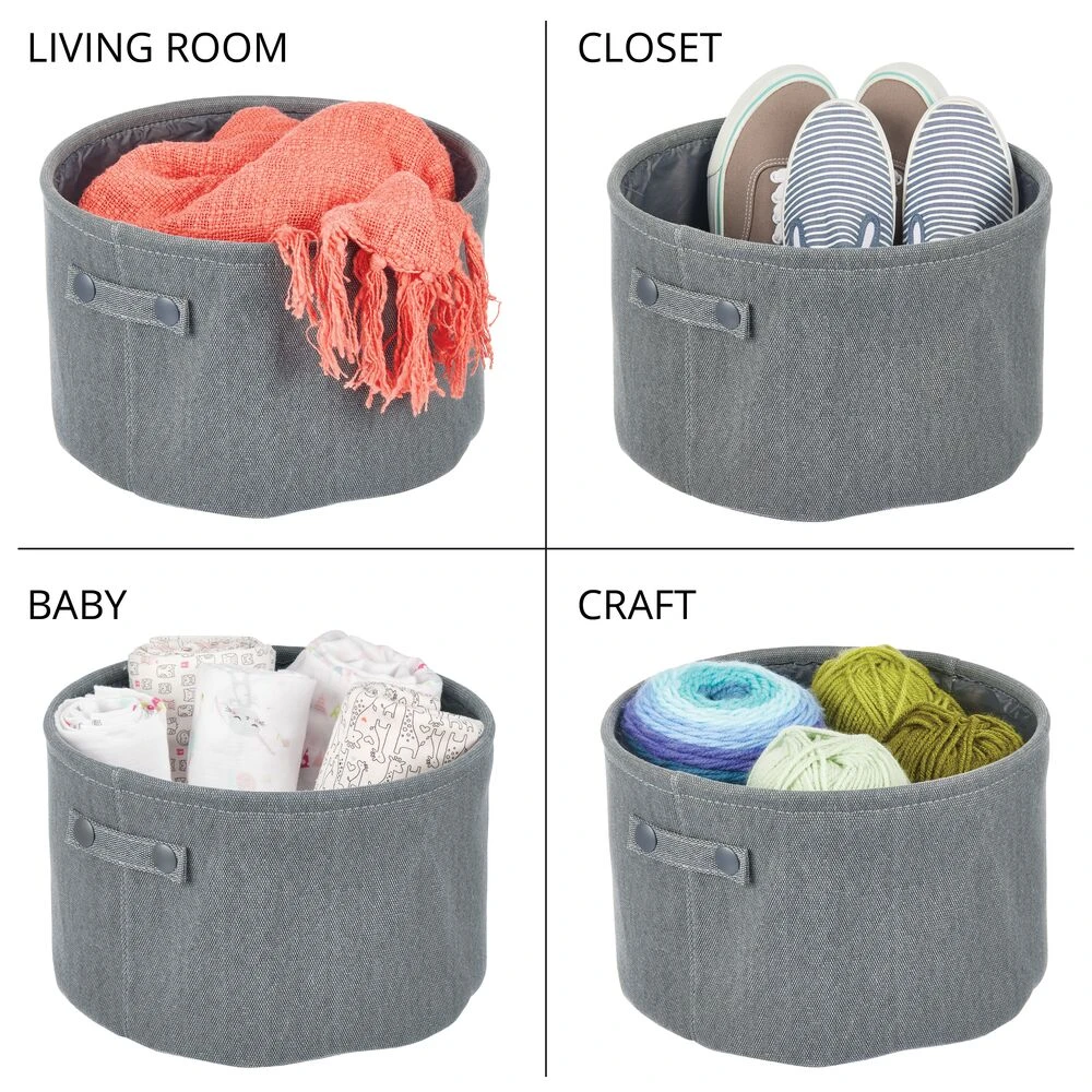 Round Cotton Bin with Handles 12 x 12 x 8 Round Cotton Bin With Handles 12 X 12 X 8 -mDesign 1000 Square JPG 08077MDBST Detail