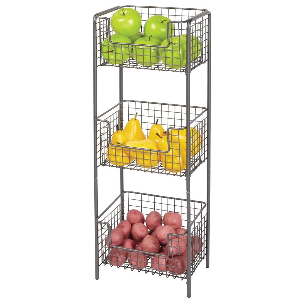 3-Tier Wire Basket Stand 3-Tier Wire Basket Stand -mDesign 1000 Square JPG 08673MDK Outline