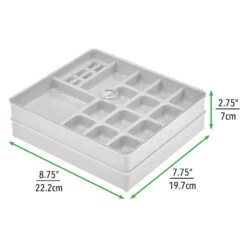 35-Section Stone Gray Stackable Jewelry Organizer 2 35-Section Stone Gray Stackable Jewelry Organizer -mDesign 1000 Square JPG 09888MDCO Dimensions