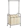 Rolling Laundry Cart With Hanging Bar