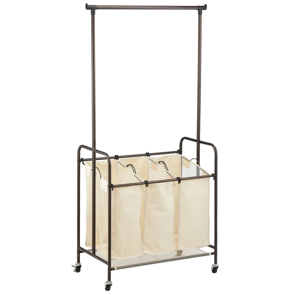 Rolling Laundry Cart with Hanging Bar Rolling Laundry Cart With Hanging Bar -mDesign 1000 Square JPG 10219MDL.PT07