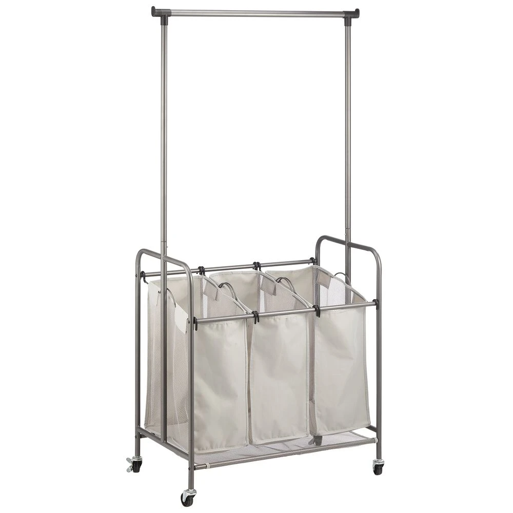 Rolling Laundry Cart with Hanging Bar Rolling Laundry Cart With Hanging Bar -mDesign 1000 Square JPG 10221MDL.PT07