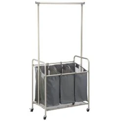 Rolling Laundry Cart With Hanging Bar 2 Rolling Laundry Cart With Hanging Bar -mDesign 1000 Square JPG 10222MDL.PT07