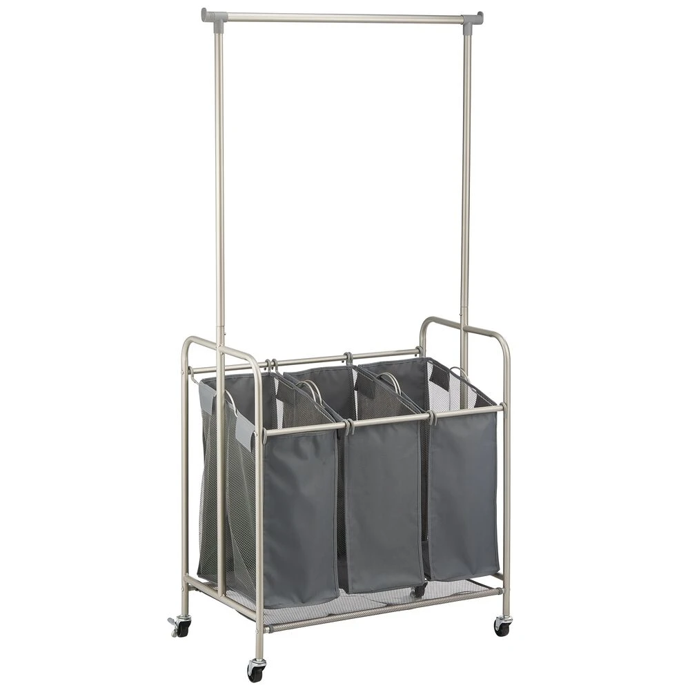 Rolling Laundry Cart with Hanging Bar Rolling Laundry Cart With Hanging Bar -mDesign 1000 Square JPG 10222MDL.PT07