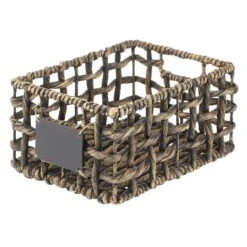Open Weave Hyacinth Basket With Chalkboard Label 12 X 9 X 6