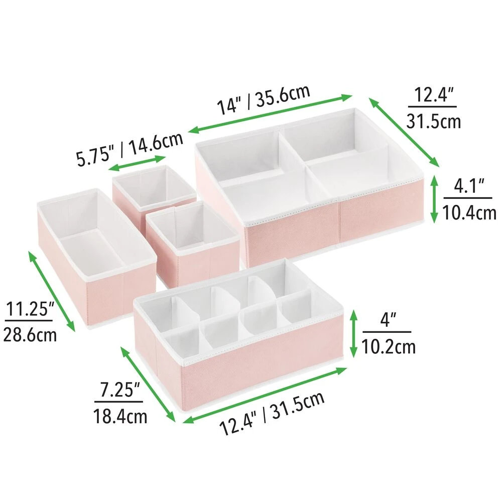 Set of 5 Fabric Drawer Organizers Set Of 5 Fabric Drawer Organizers -mDesign 1000 Square JPG 12581MDB Dimensions