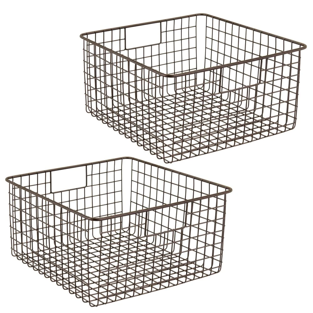 Wire Pantry Basket with Handles 12 x 12 x 6 Wire Pantry Basket With Handles 12 X 12 X 6 -mDesign 1000 Square JPG 12610MDBST.MAIN 3