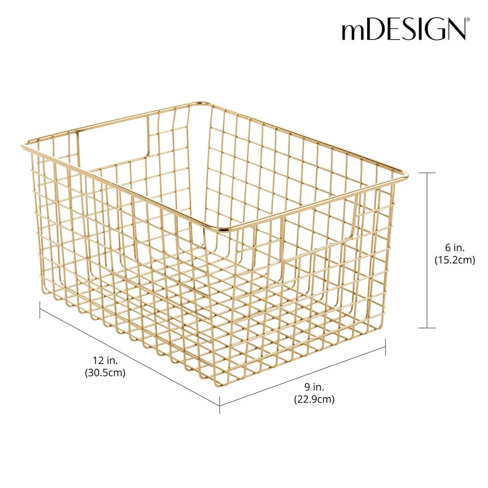 Wire Pantry Basket with Handles 12 x 9 x 6 Wire Pantry Basket With Handles 12 X 9 X 6 -mDesign 1000 Square JPG 14174MDK Dimensions