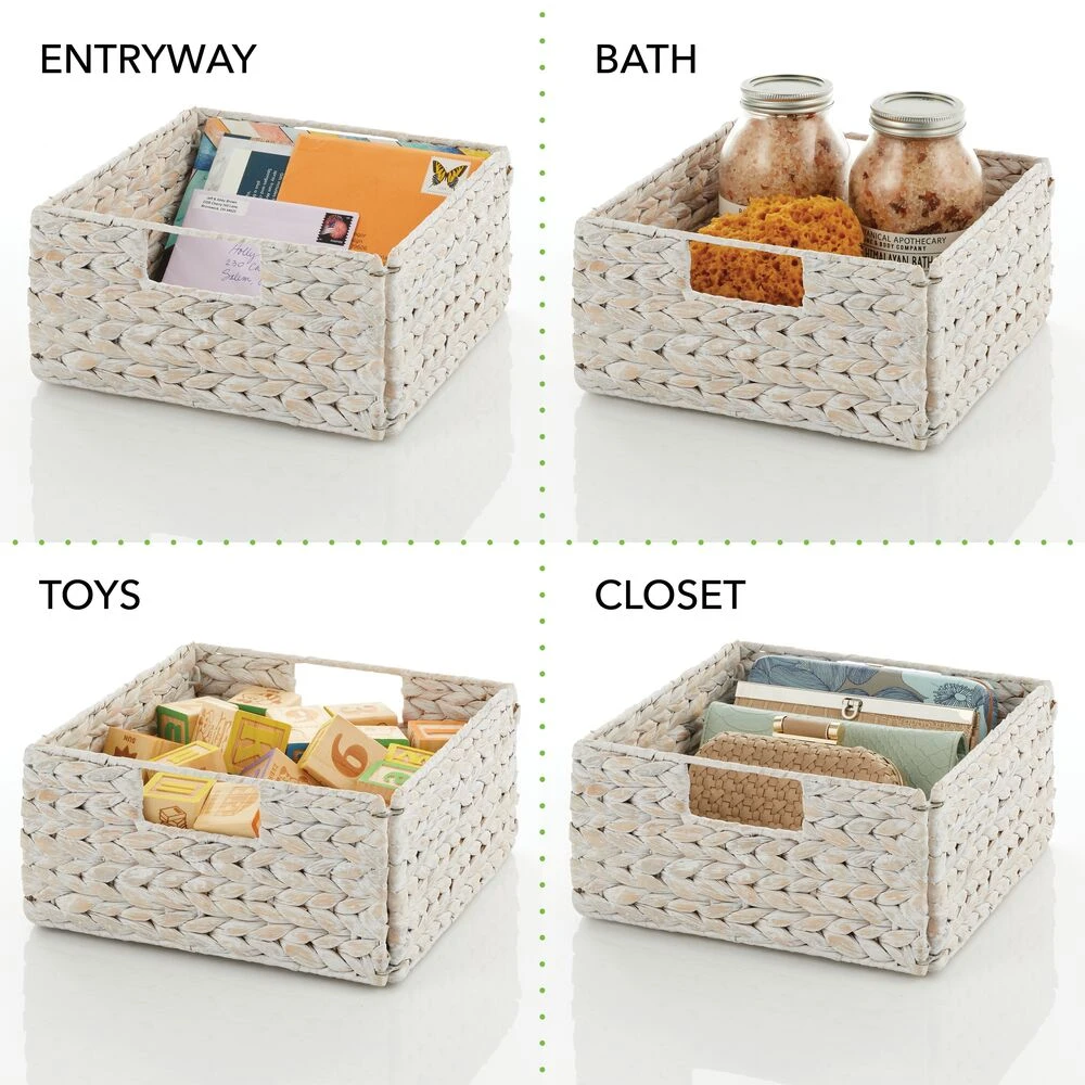 Water Hyacinth Cube Kitchen Basket 10.5 x 10.5 x 5 Water Hyacinth Cube Kitchen Basket 10.5 X 10.5 X 5 -mDesign 1000 Square JPG 14480MDK.PT02