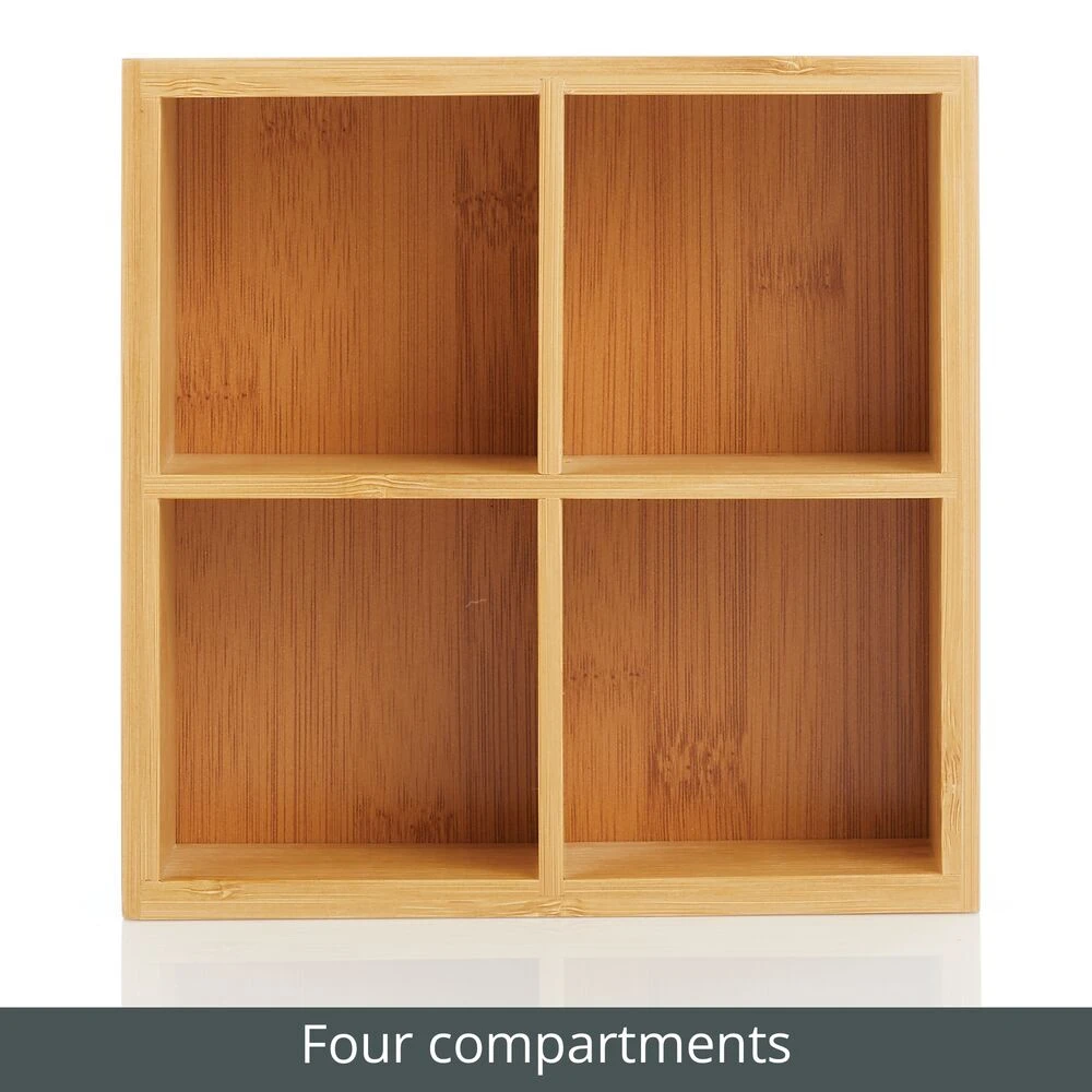 4-Section Bamboo Bin 7 x 7 x 2.5 4-Section Bamboo Bin 7 X 7 X 2.5 -mDesign 1000 Square JPG 16320MDK Detail