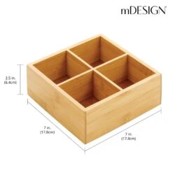 4-Section Bamboo Bin 7 X 7 X 2.5 2 4-Section Bamboo Bin 7 X 7 X 2.5 -mDesign 1000 Square JPG 16320MDK Dimensions
